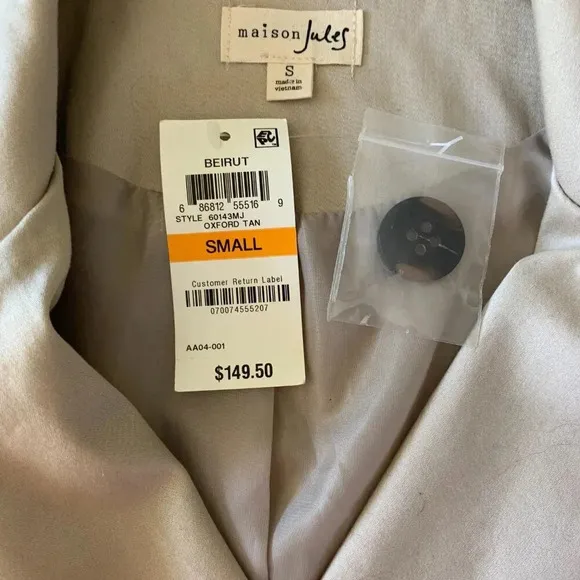 Maison Jules Oxford Preppy Pea Coat Small Double Breasted Peplum Trench jacket