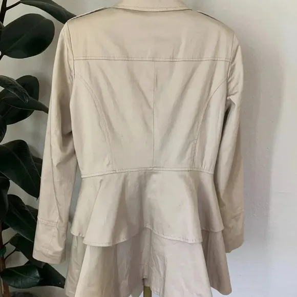 Maison Jules Oxford Preppy Pea Coat Small Double Breasted Peplum Trench jacket