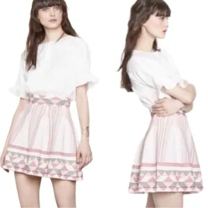 Maje Jordy Jacquard Knit Skirt Pleated Boho