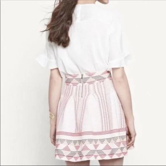 Maje Jordy Jacquard Knit Skirt Pleated Boho