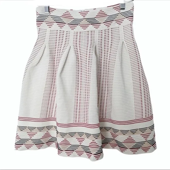 Maje Jordy Jacquard Knit Skirt Pleated Boho