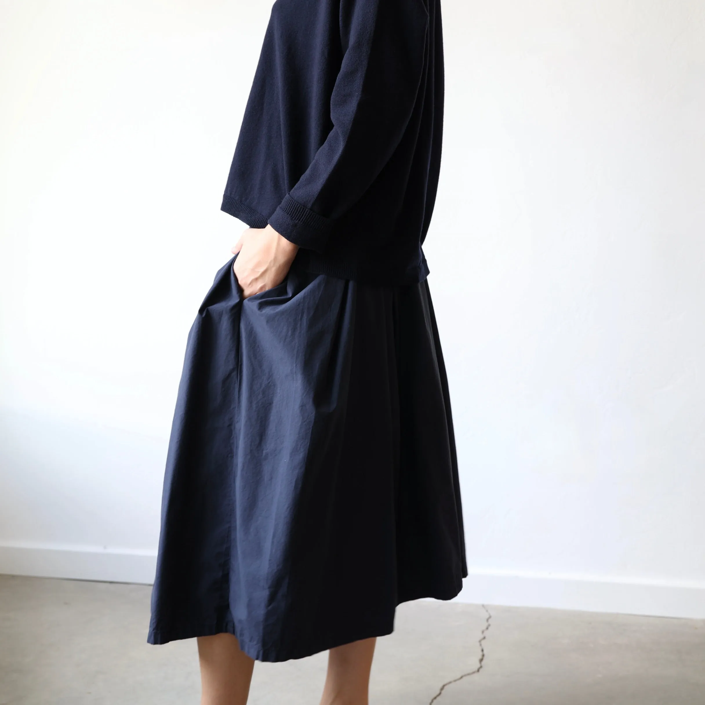 Manuelle Guibal Elastic Pleated Skirt - Navy