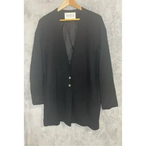 Marcella Womens Blazer Small Black Oversized Washington Lined Long Sleeve Office
