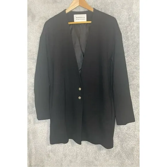 Marcella Womens Blazer Small Black Oversized Washington Lined Long Sleeve Office
