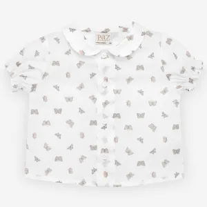 Mariposas Powder Pink Collar Blouse
