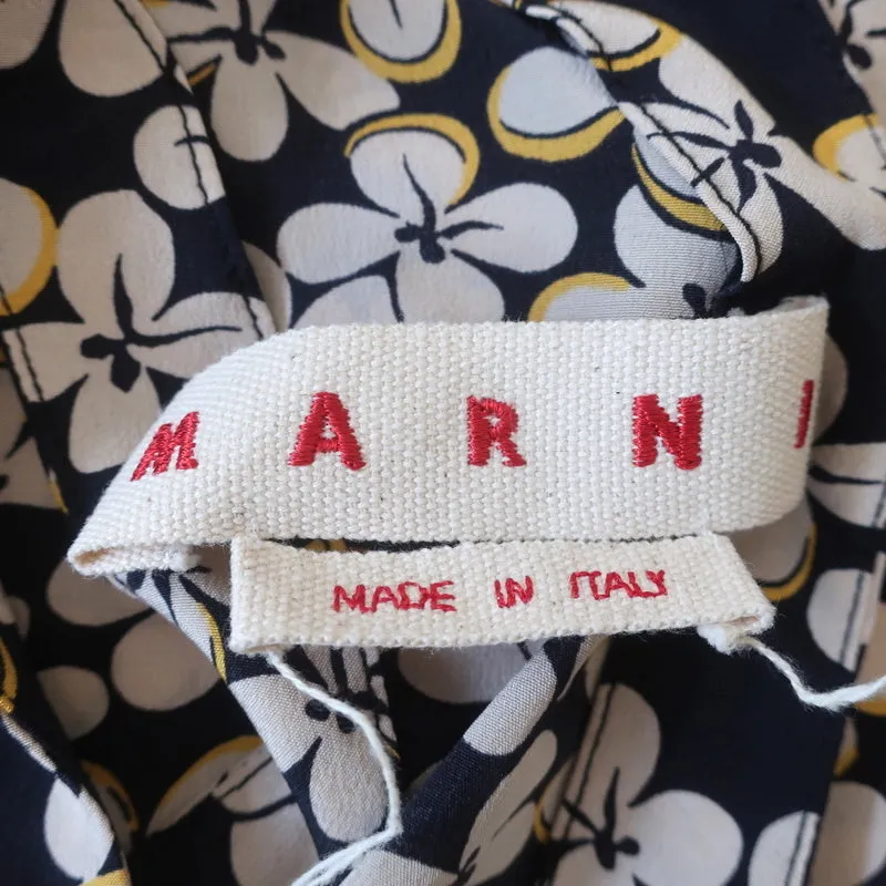 Marni Mini Dress Floral Print Silk Size 38 Sleeveless Cutout-Back Shift