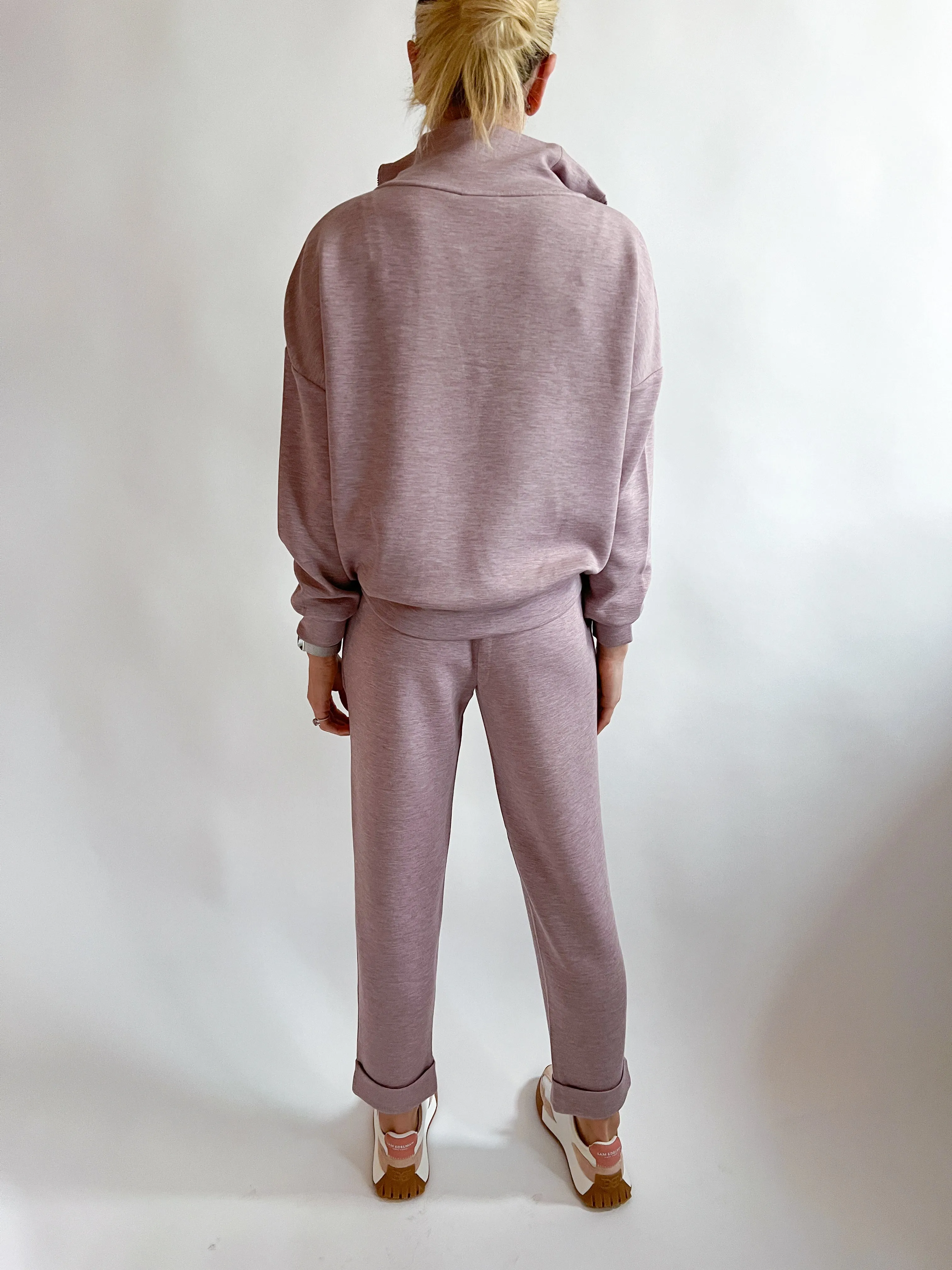 Mauve Marl Rolled Cuffed Pants 25"