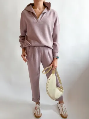 Mauve Marl Rolled Cuffed Pants 25"