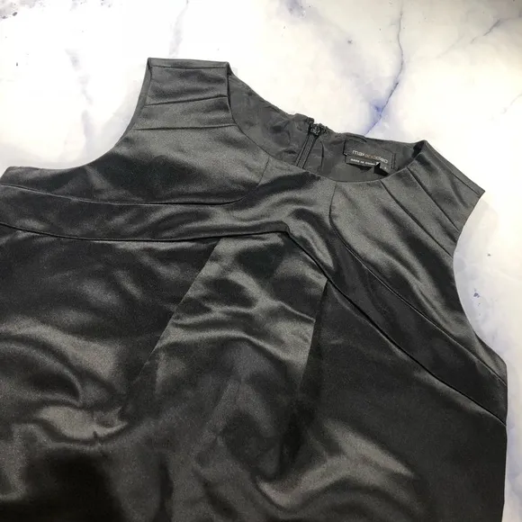 Max &amp; Cleo Black Satin Sleeveless Shift Dress