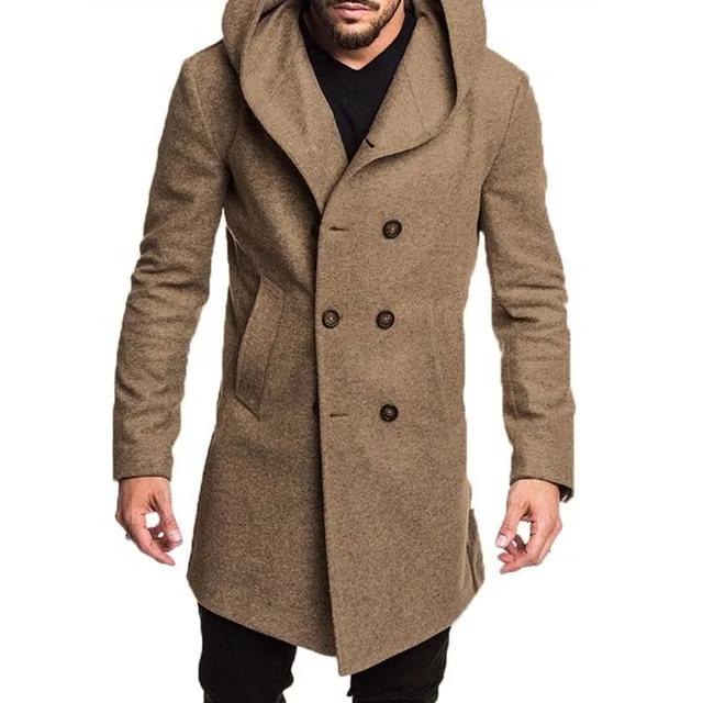 Men's Hooded Pea Coat Up To 4XL
