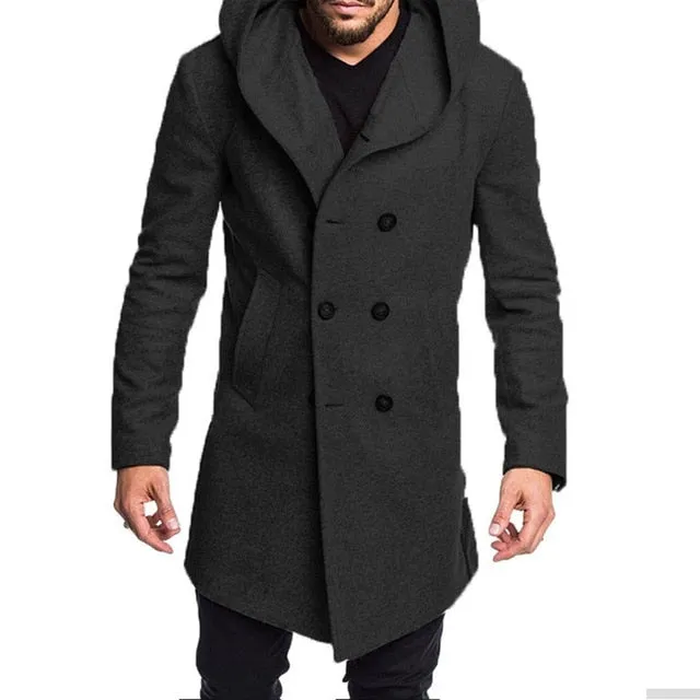 Men's Hooded Pea Coat Up To 4XL