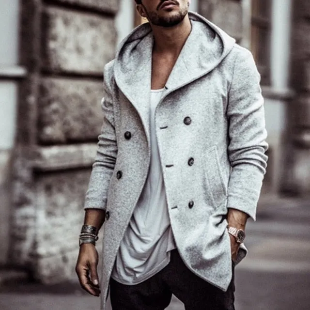 Men's Hooded Pea Coat Up To 4XL