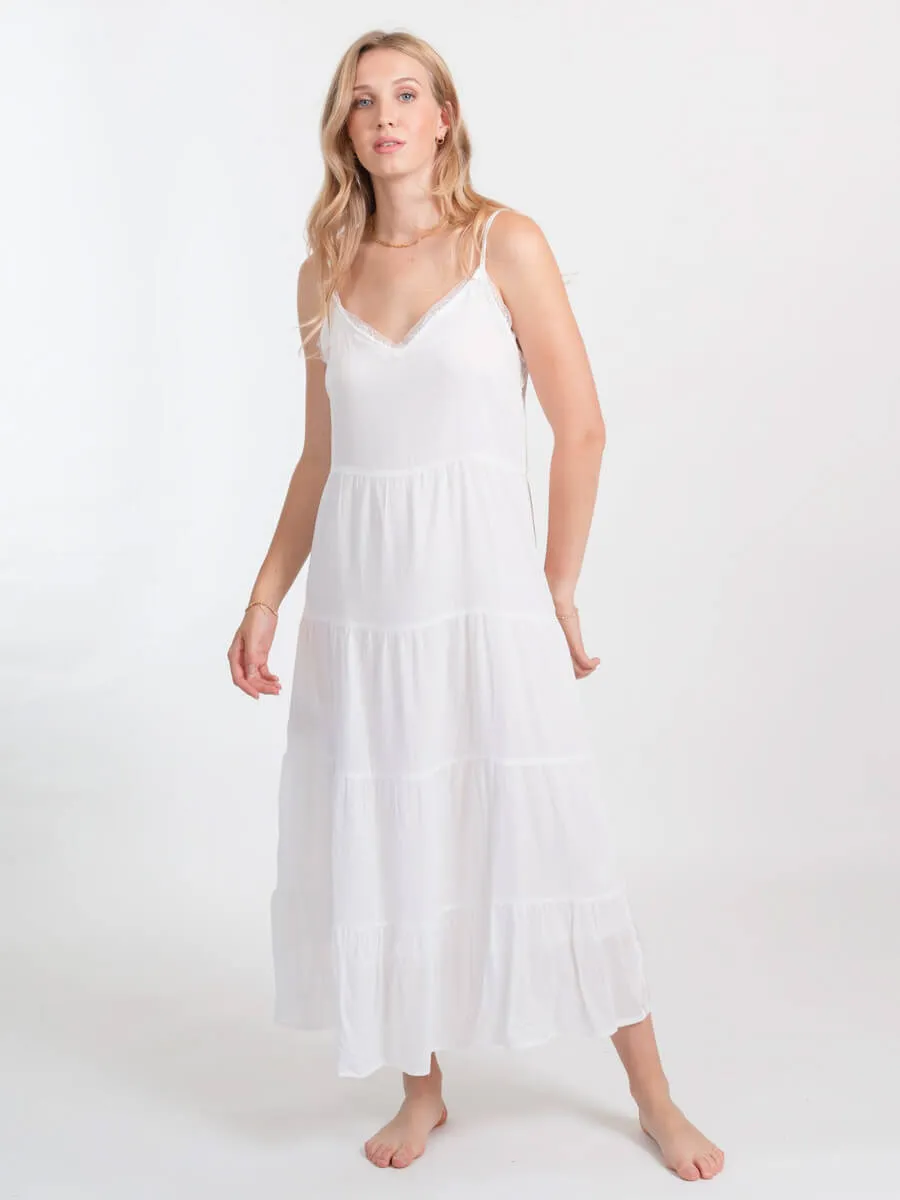 Miami Midi Tier Dress In White