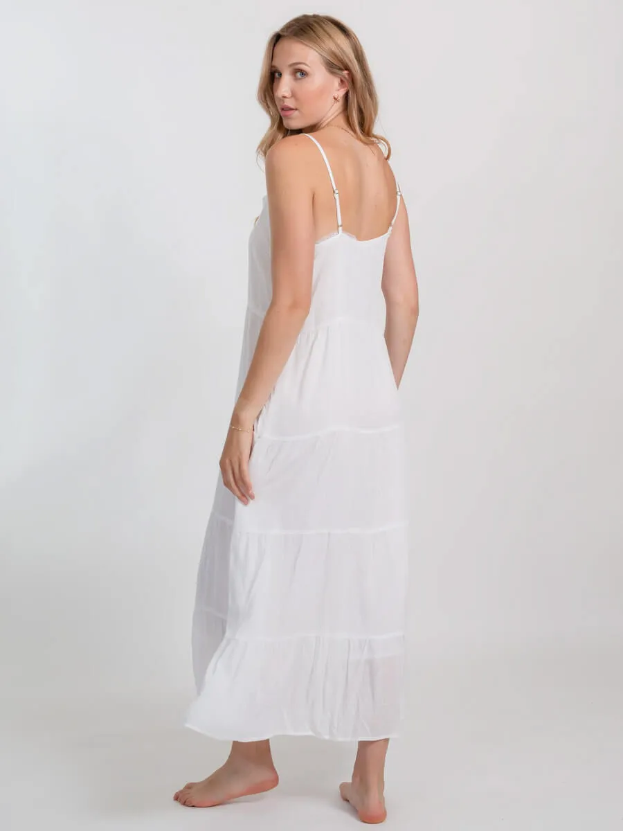 Miami Midi Tier Dress In White