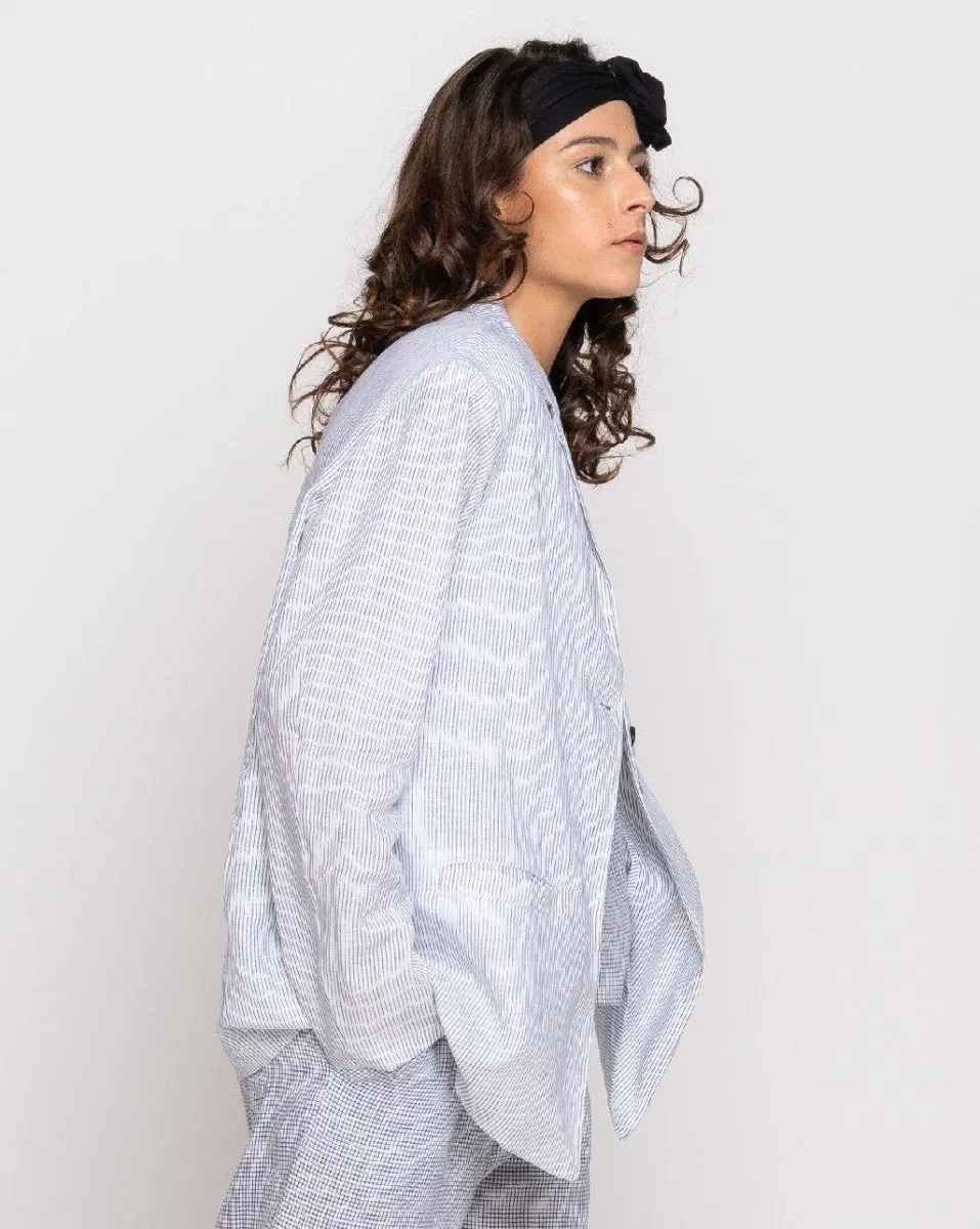 Micro-Striped Single-Button Blazer Jacket