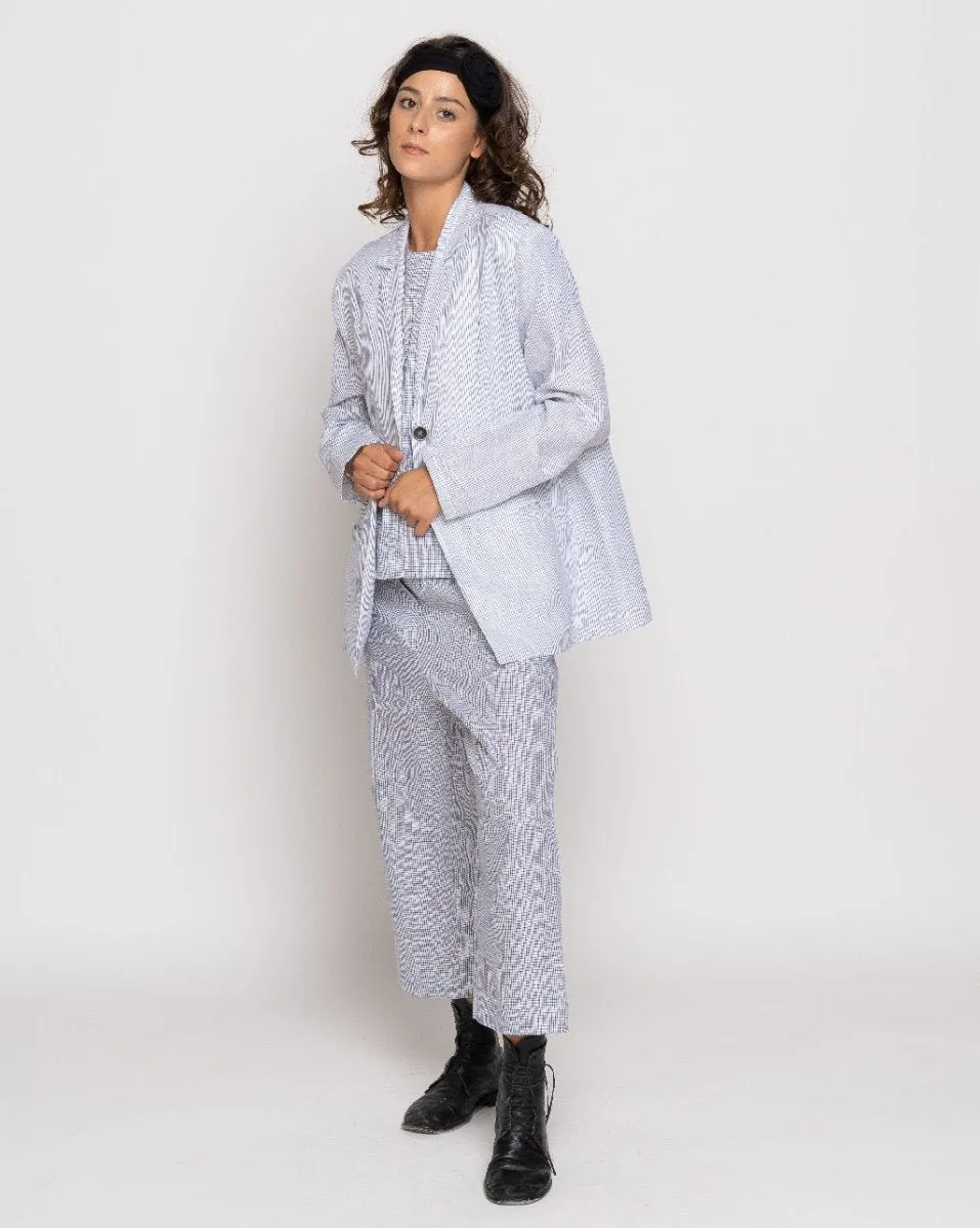 Micro-Striped Single-Button Blazer Jacket
