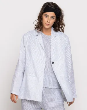 Micro-Striped Single-Button Blazer Jacket