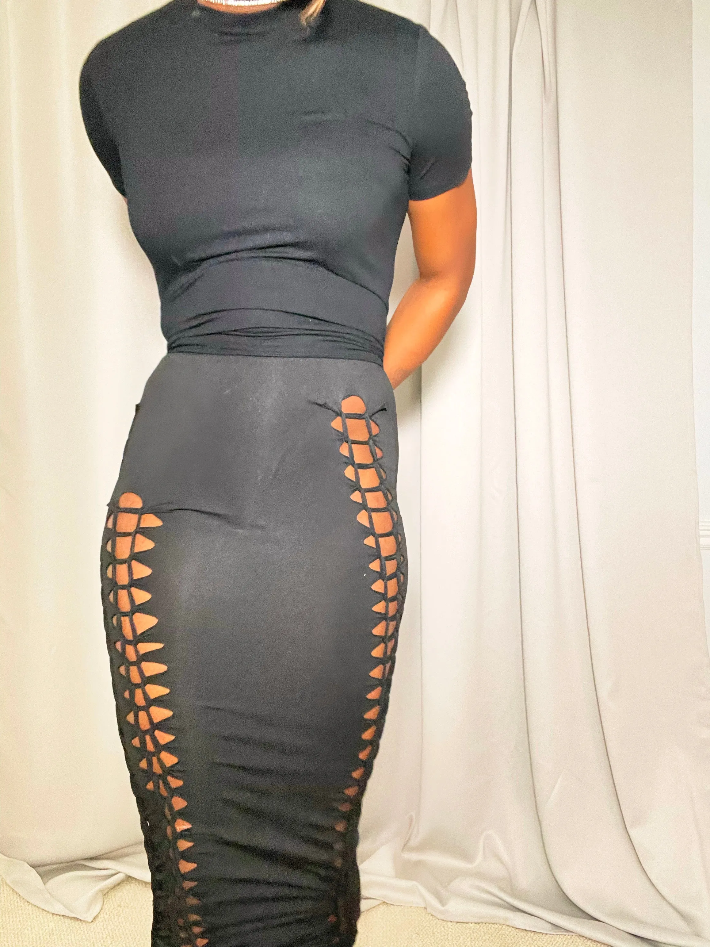 Midi Black Knot Skirt