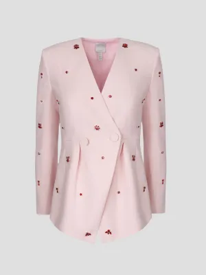 Milo Crystal-Embellishe Crepe Jacket in Pink