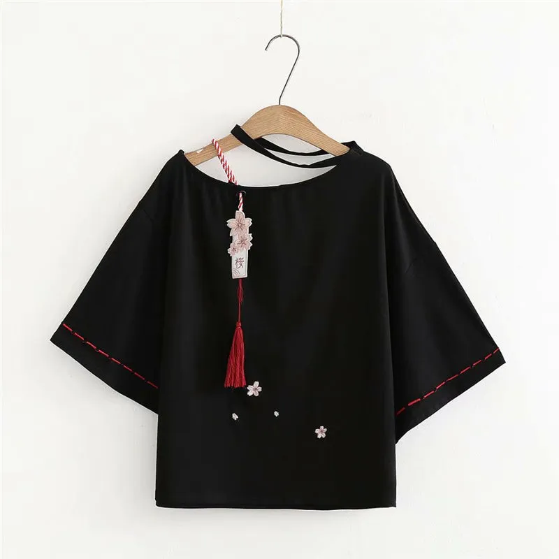 [@mochichuu] "CHERRY BLOSSOM EMBROIDERED" TOP   PLEATED SKIRT SET K092512REVIEW