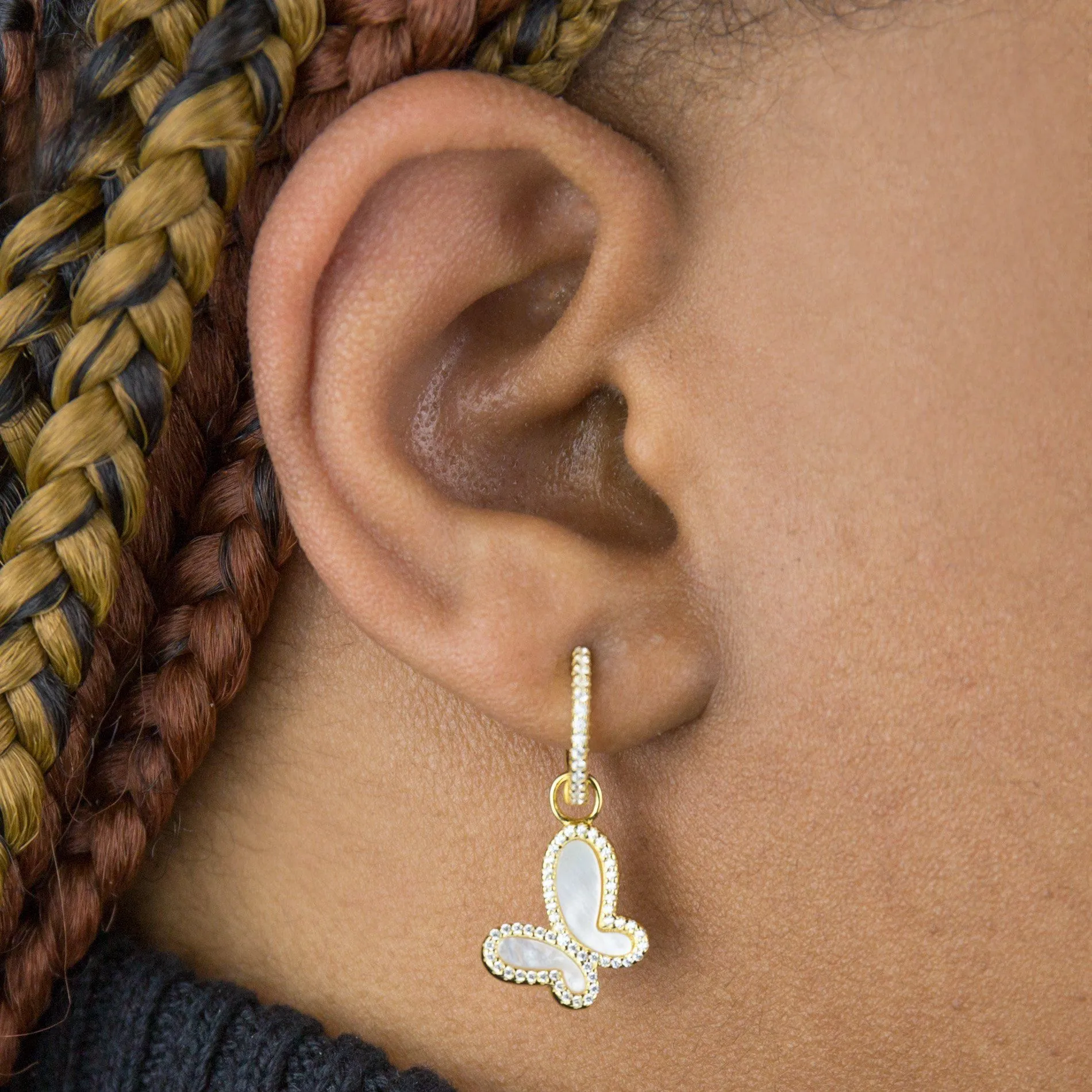 Mother of Pearl Butterfly Huggie Earring