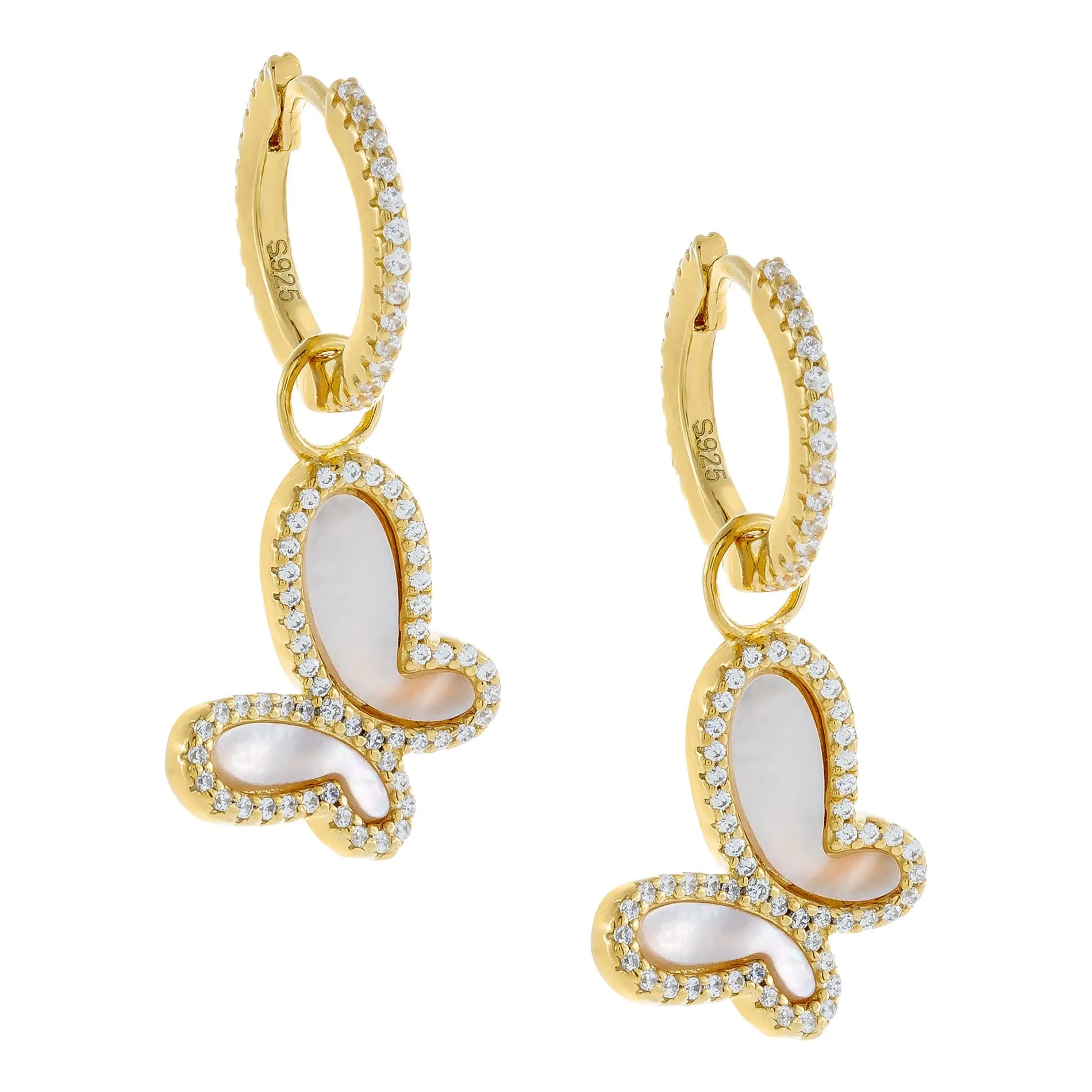 Mother of Pearl Butterfly Huggie Earring