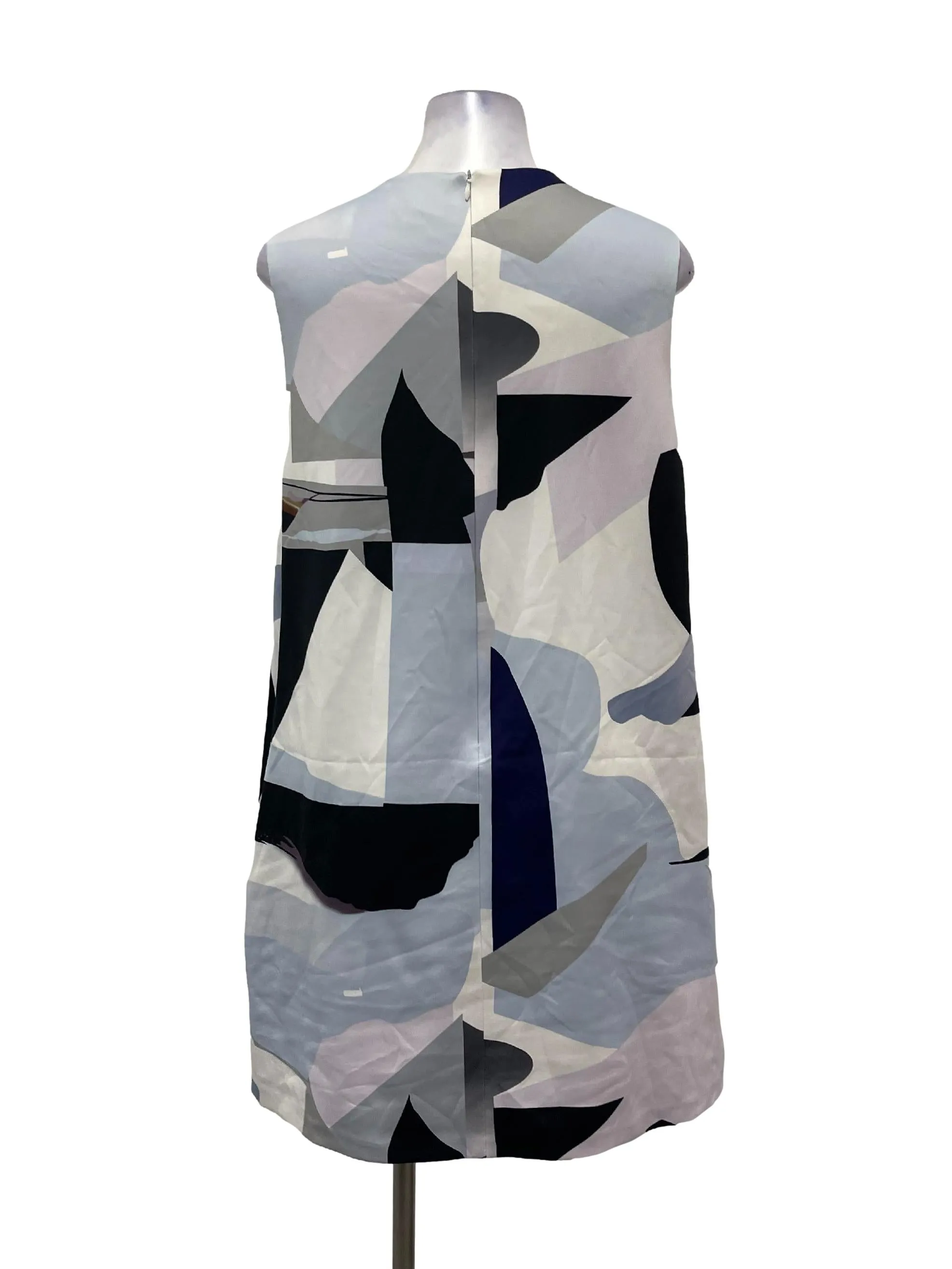 Multitone Blue Round Neck Sleeveless Shift Dress