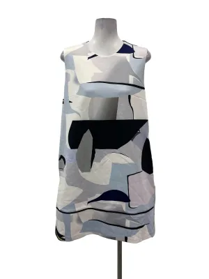 Multitone Blue Round Neck Sleeveless Shift Dress