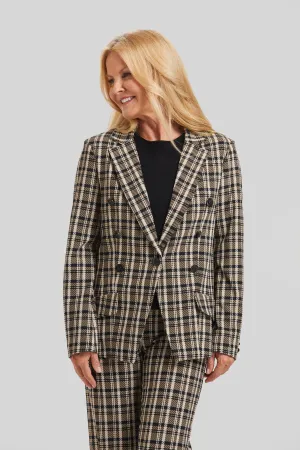 Munich Plaid Steely 1 Button Jacket- FINAL SALE