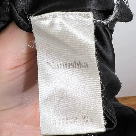 Nanushka - Samara Skirt - Black silky twist front midi skirt slit RTR - size XS