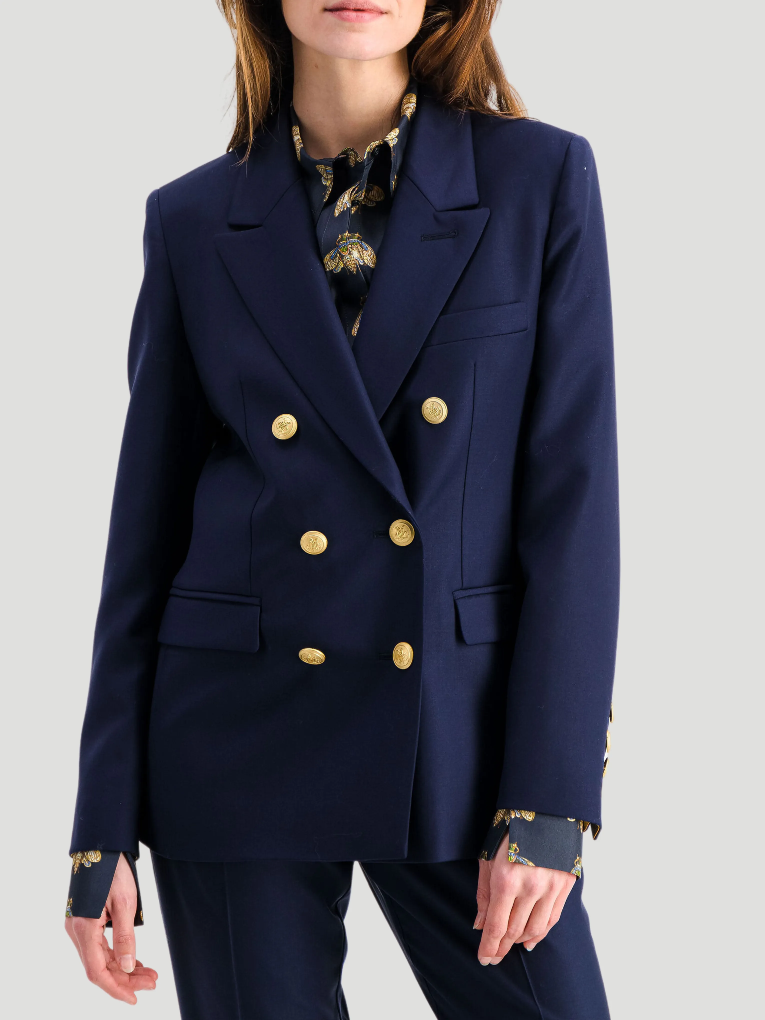 Navy Ambre Double Breasted Jacket