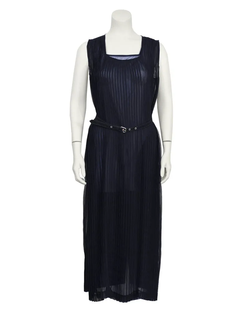 Navy Pleated Dress