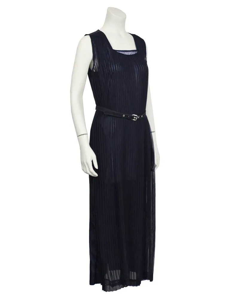 Navy Pleated Dress