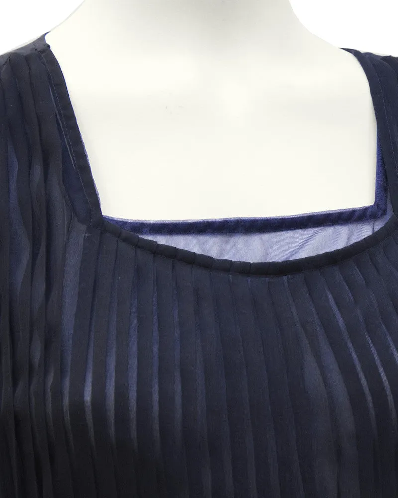 Navy Pleated Dress