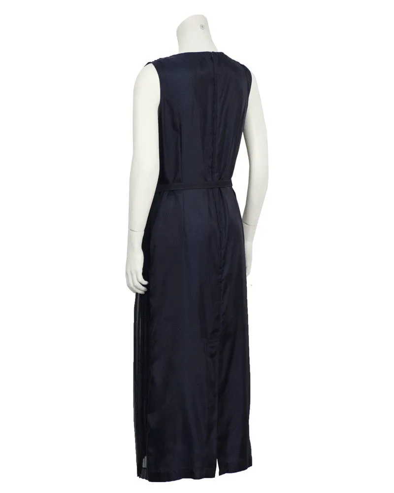 Navy Pleated Dress