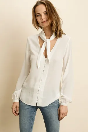 Neck Tie Button Down Blouse