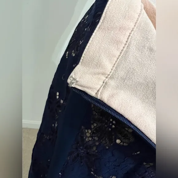 NEW Foxiedox Atiqah Navy Blue Lace Midi Skirt.