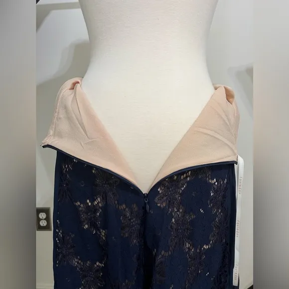 NEW Foxiedox Atiqah Navy Blue Lace Midi Skirt.
