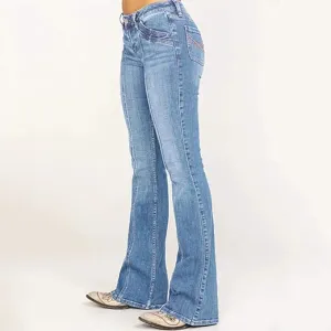 NEW GOKKILRW Bell Bottom Jeans for Women High Waisted Skinny Wide Leg Denim Pants Stretchy Bootcut Flared Jeans Pants Ankle Jeans, Light Blue, Sz L