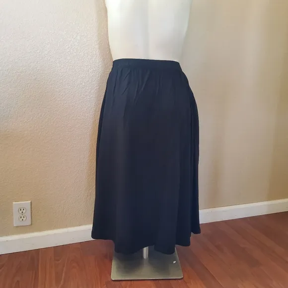 New Michael Stars Pull On Midi A-Line Full Faux Wrap  Skirt Size S Black