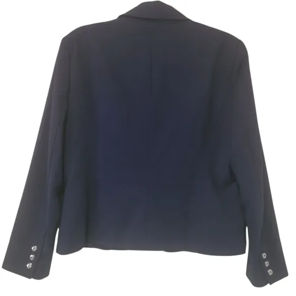 New York &amp; Co. Topstitched Two-Button All Season Stretch Jacket, 16, Navy Blue