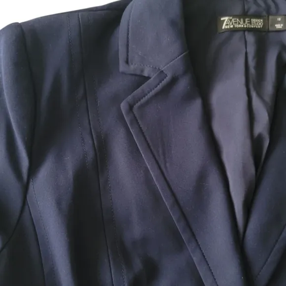 New York &amp; Co. Topstitched Two-Button All Season Stretch Jacket, 16, Navy Blue