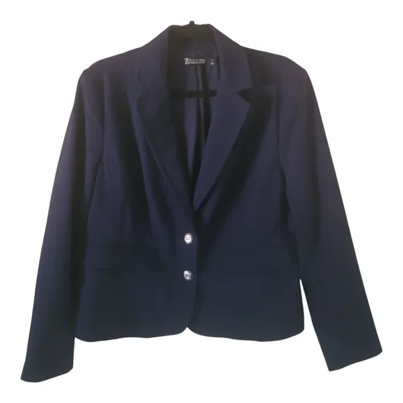 New York &amp; Co. Topstitched Two-Button All Season Stretch Jacket, 16, Navy Blue