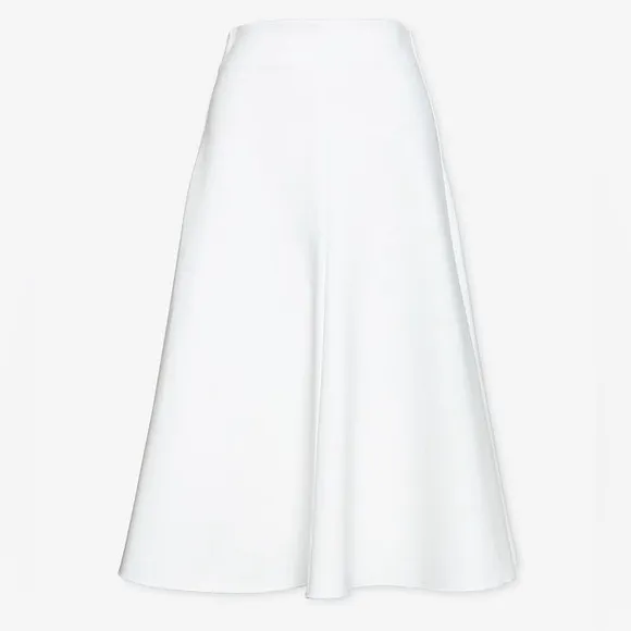 Nicholas Ponte Knit Midi Flare Skirt Cream Tan Size 6