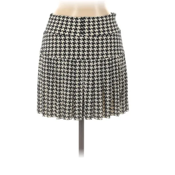 NORMA KAMALI Pleated Micro Skirt Chocolate Brown Cream Glenn Plaid Tweed {$140}