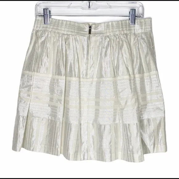 NWT 1. State Sand Metallic Pleated Skirt Medium