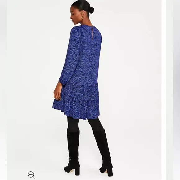 NWT Ann Taylor Petite Spotted Tier Shift Dress Size 0P