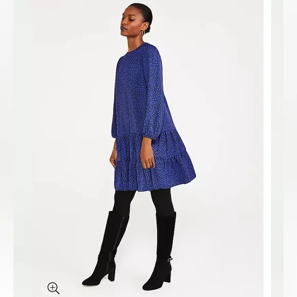 NWT Ann Taylor Petite Spotted Tier Shift Dress Size 0P