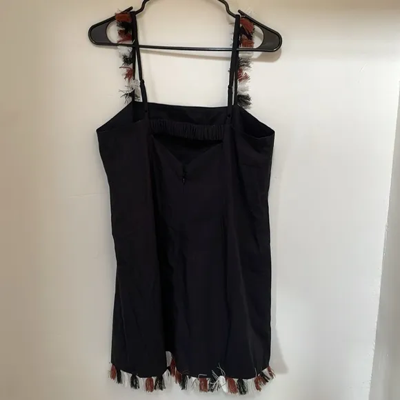 NWT ANTHROPOLOGIE The Hartley Shift Mini Dress black fringe medium $98