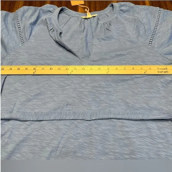 NWT Boden Women Blue size 16 V-Neck Short Sleeve Belted Shift Dress Eyelet